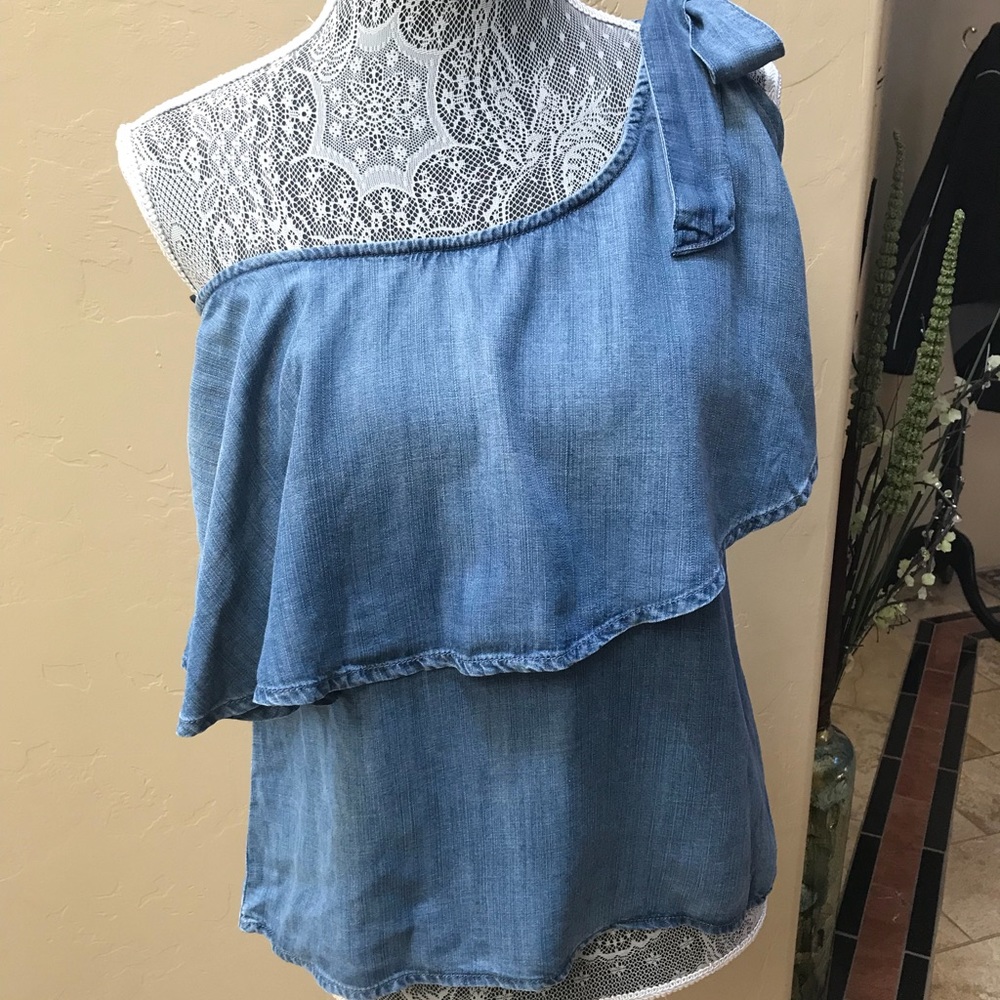 Off the shoulder denim look top